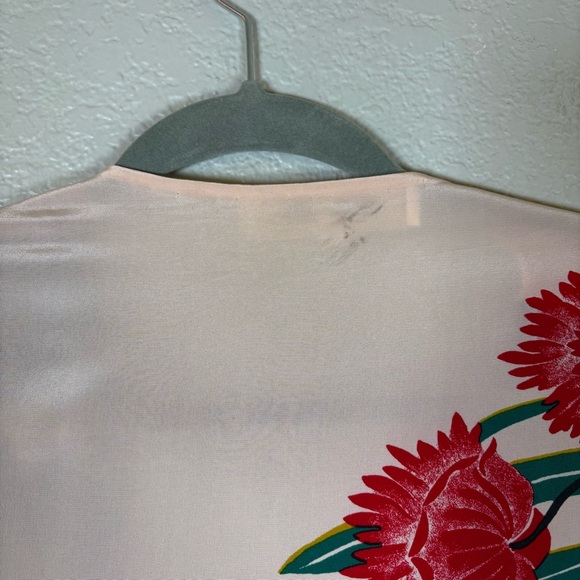 Diane von Furstenberg Silk Ivory Magenta Teal Navy Bohemian Floral Wrap Blouse S - Picture 8 of 15